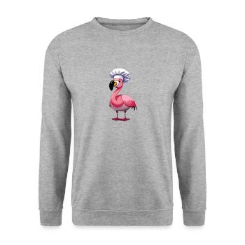 flamingo koch - Unisex Pullover - Weißgrau meliert - Vorne - Alina (178cm) & Michal (187cm)