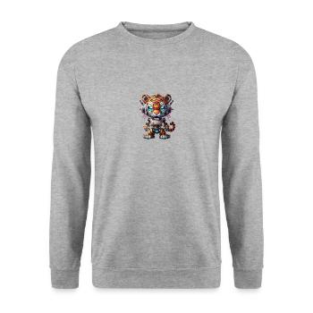 Tiger Robot - Unisex Sweatshirt - salt & pepper - Front - Alina (178cm) & Michal (187cm)