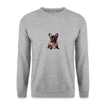Buldog Français Chien Été - Sweat-shirt Unisexe - gris chiné - Devant - Alina (178cm) & Michal (187cm)