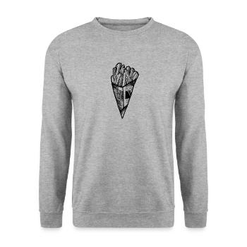 Frites - Sweat-shirt Unisexe - gris chiné - Devant - Alina (178cm) & Michal (187cm)