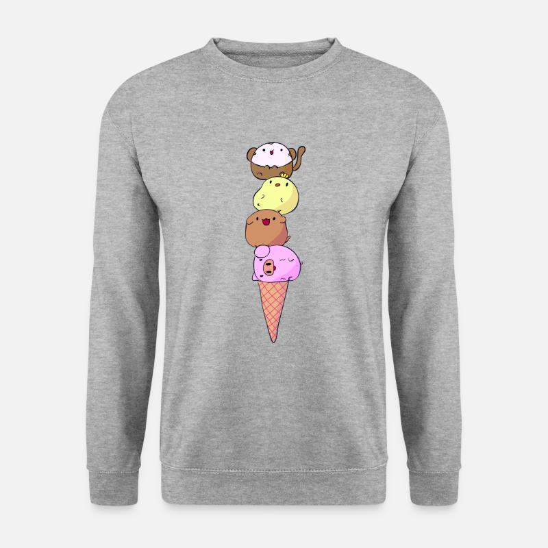 LUSTIGE TIEREISCREME - Unisex Pullover - Weißgrau meliert