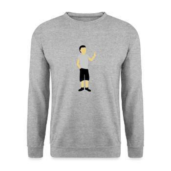 Jungendlicher Silhouette Peace Zeichen - Unisex Pullover - Weißgrau meliert - Vorne - Alina (178cm) & Michal (187cm)