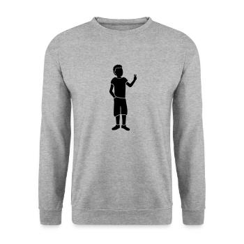 Peace Zeichen Jungendlicher Silhouette - Unisex Pullover - Weißgrau meliert - Vorne - Alina (178cm) & Michal (187cm)