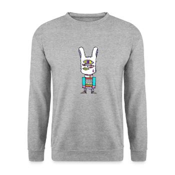 Augen Hase - Unisex Pullover - Weißgrau meliert - Vorne - Alina (178cm) & Michal (187cm)