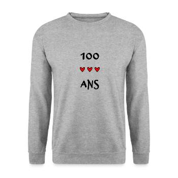 100. 100 YEARS. 100th ANNIVERSARY. 100 BIRTHDAY - Unisex Sweatshirt - salt & pepper - Front - Alina (178cm) & Michal (187cm)