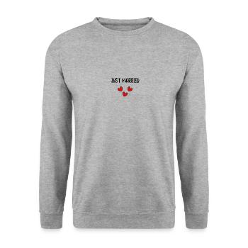 HERZ. HERZ. VALENTINSTAG. LIEBE. LIEBE. PAAR. - Unisex Pullover - Weißgrau meliert - Vorne - Alina (178cm) & Michal (187cm)