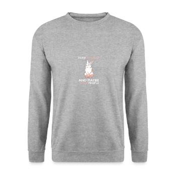 J’aime les lapins et peut-être 3 personnes introverties - Sweat-shirt Unisexe - gris chiné - Devant - Alina (178cm) & Michal (187cm)