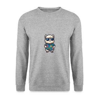 Alpaca Llama Comic Holiday - Unisex Sweatshirt - salt & pepper - Front - Alina (178cm) & Michal (187cm)
