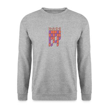 Schriftzug grafisch - Unisex Pullover - Weißgrau meliert - Vorne - Alina (178cm) & Michal (187cm)