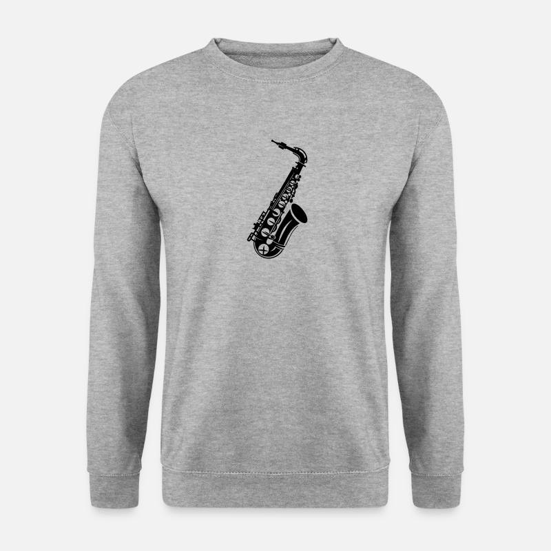 Saxophon - Unisex Pullover - Weißgrau meliert