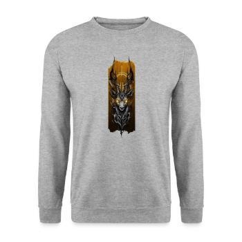 Conception de tatouage de tête d’antilope avec des yeux brillants - Sweat-shirt Unisexe - gris chiné - Devant - Alina (178cm) & Michal (187cm)