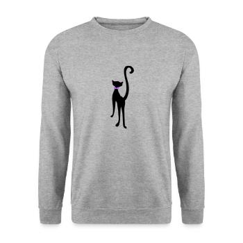 Chat rétro silhouette by Patjila - Sweat-shirt Unisexe - gris chiné - Devant - Alina (178cm) & Michal (187cm)