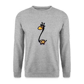Lustige Giraffe - Unisex Pullover - Weißgrau meliert - Vorne - Alina (178cm) & Michal (187cm)