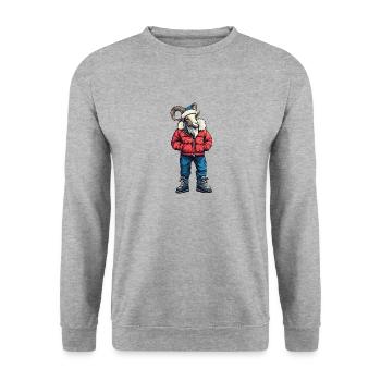 Chèvre de montagne drôle d’hiver - Sweat-shirt Unisexe - gris chiné - Devant - Alina (178cm) & Michal (187cm)