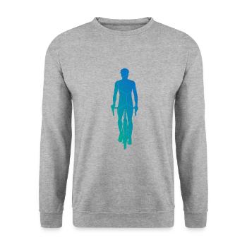 Fahrrad Mtb Herren Bike Radeln Velo Radfahrer - Unisex Pullover - Weißgrau meliert - Vorne - Alina (178cm) & Michal (187cm)