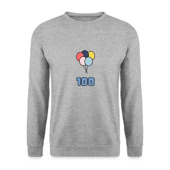 100. 100 JAHRE. 100-JÄHRIGES JUBILÄUM. 100. GEBURTSTAG - Unisex Pullover - Weißgrau meliert - Vorne - Alina (178cm) & Michal (187cm)