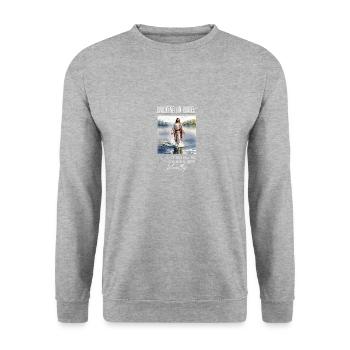Funny Christian Clothing - Waking On Water, - Unisex Sweatshirt - salt & pepper - Front - Alina (178cm) & Michal (187cm)