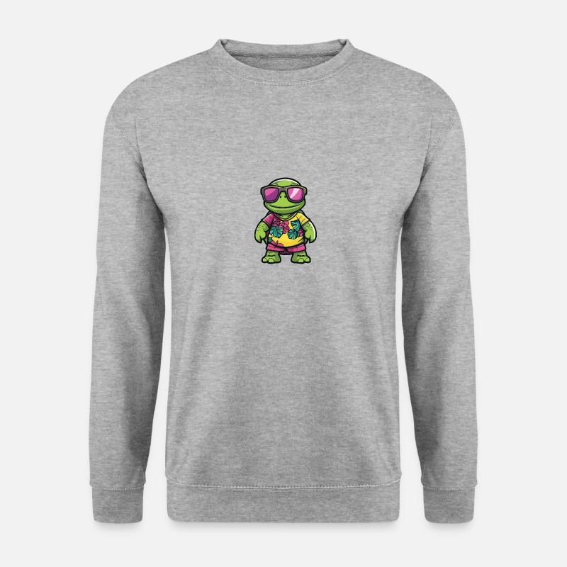 Schildkröte Comic Urlaub - Unisex Pullover - Weißgrau meliert