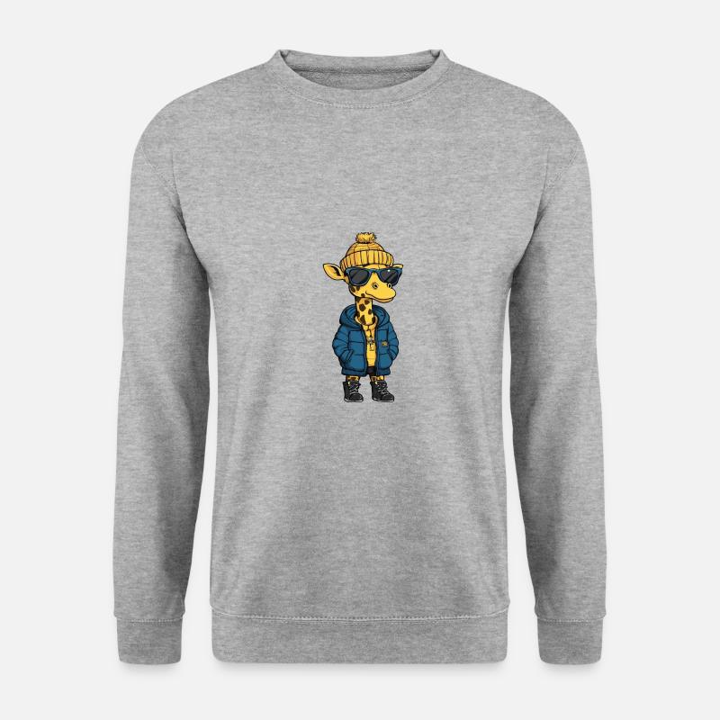 Giraffe Winter - Unisex Pullover - Weißgrau meliert