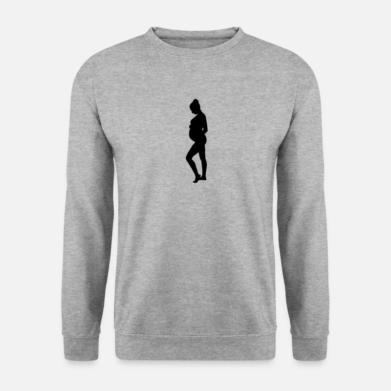 Schwangere Frau - Unisex Pullover - Weißgrau meliert