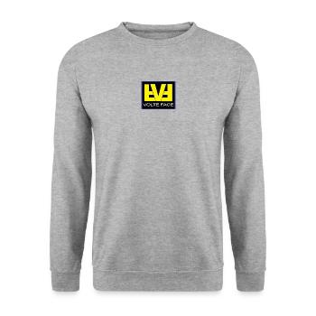 VolteFace Jaune sur Fond Noir - Sweat-shirt Unisexe - gris chiné - Devant - Alina (178cm) & Michal (187cm)