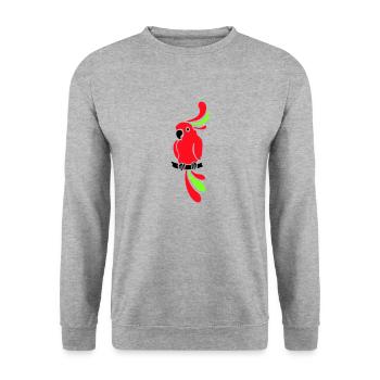 Papagei - bunt - Vogel - Unisex Pullover - Weißgrau meliert - Vorne - Alina (178cm) & Michal (187cm)