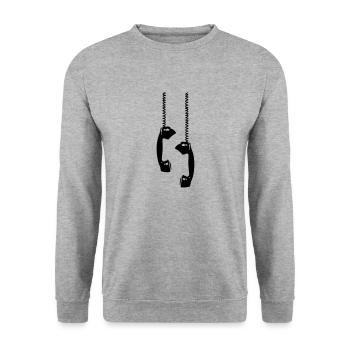 Telefonhörer Nostalgie Retro anrufen antik analog - Unisex Pullover - Weißgrau meliert - Vorne - Alina (178cm) & Michal (187cm)