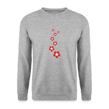 kirschblüten - Unisex Pullover - Weißgrau meliert - Vorne - Alina (178cm) & Michal (187cm)