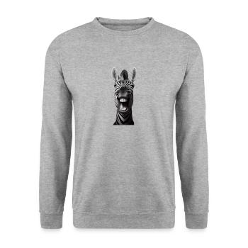 Lachender Esel 2 - Unisex Pullover - Weißgrau meliert - Vorne - Alina (178cm) & Michal (187cm)