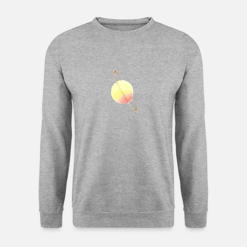 Gelber Planet - Unisex Pullover - Weißgrau meliert