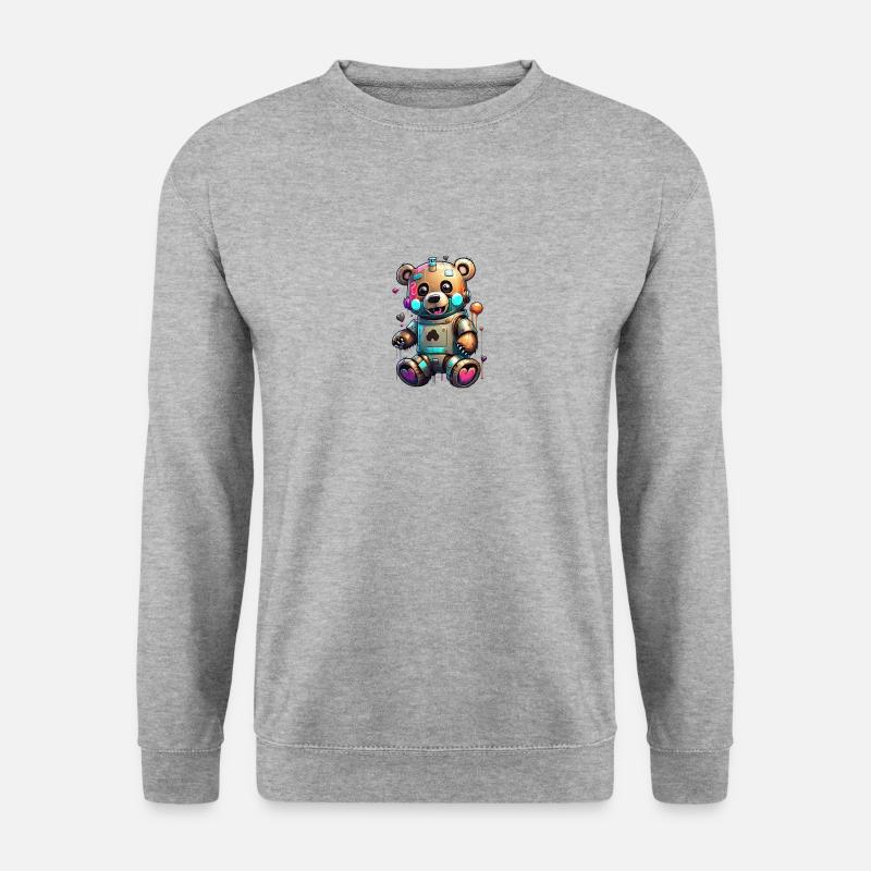 Roboter Bär - Unisex Pullover - Weißgrau meliert