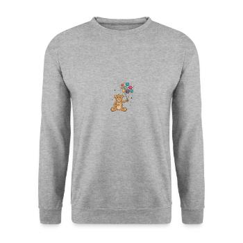 Teddy Bear Planet Balloons Astronaut - Unisex Sweatshirt - salt & pepper - Front - Alina (178cm) & Michal (187cm)