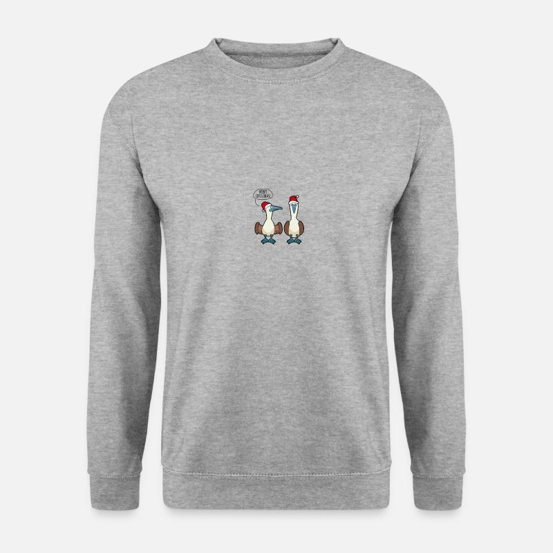 Merry Christmas Blaufußtölpel - Unisex Pullover - Weißgrau meliert