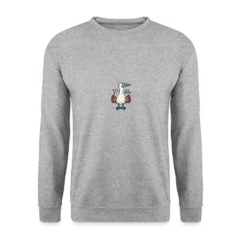 Niedlicher Seevogel Blaufußtölpel Galapagos Vogel - Unisex Pullover - Weißgrau meliert - Vorne - Alina (178cm) & Michal (187cm)