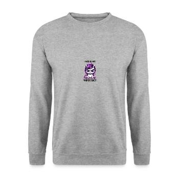 This Is My Happy Face - Unisex Pullover - Weißgrau meliert - Vorne - Alina (178cm) & Michal (187cm)