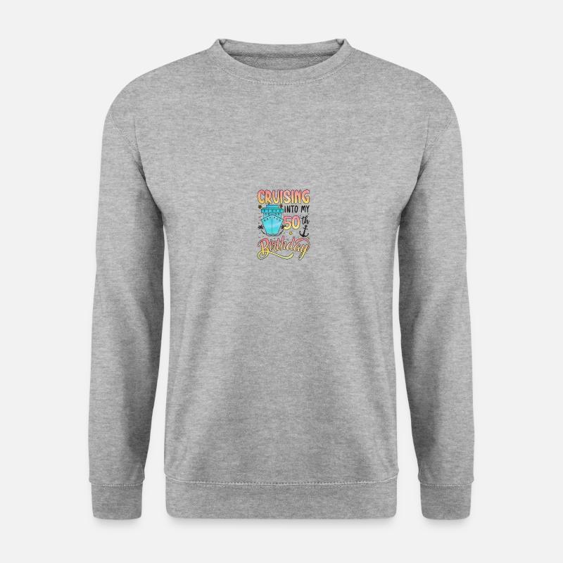 Cruising Into My 50th Birthday - Unisex Pullover - Weißgrau meliert