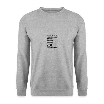 Pinguin aus dem Zoo - Vector Farben - Unisex Pullover - Weißgrau meliert - Vorne - Alina (178cm) & Michal (187cm)