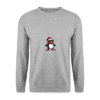 Pingouin Noël Cool Noël - Sweat-shirt Unisexe - gris chiné - Devant - Alina (178cm) & Michal (187cm)