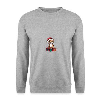 Gepard Weihnachten Comic Geschenke - Unisex Pullover - Weißgrau meliert - Vorne - Alina (178cm) & Michal (187cm)