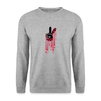 Blood Drops Peace - Unisex Sweatshirt - salt & pepper - Front - Alina (178cm) & Michal (187cm)