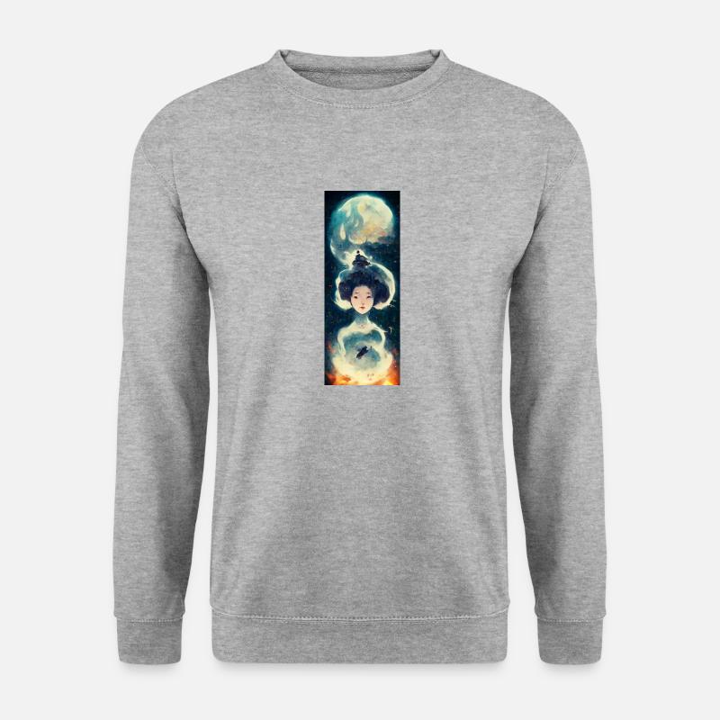 Mondschein-Geisha - Unisex Pullover - Weißgrau meliert