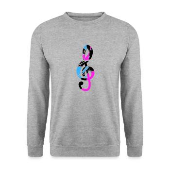 Musik Notenschlüssel Note Melodie Musiknote Sound - Unisex Pullover - Weißgrau meliert - Vorne - Alina (178cm) & Michal (187cm)