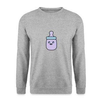 babyflasche 02 - Unisex Pullover - Weißgrau meliert - Vorne - Alina (178cm) & Michal (187cm)