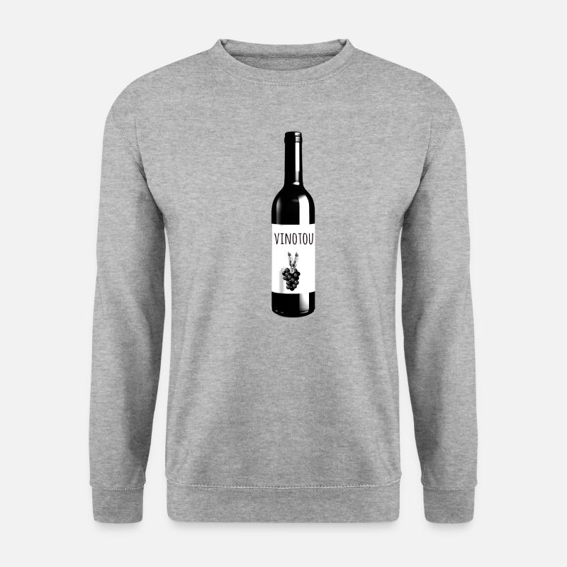 Vinotou, Winnetou,vino, Wein - Unisex Pullover - Weißgrau meliert