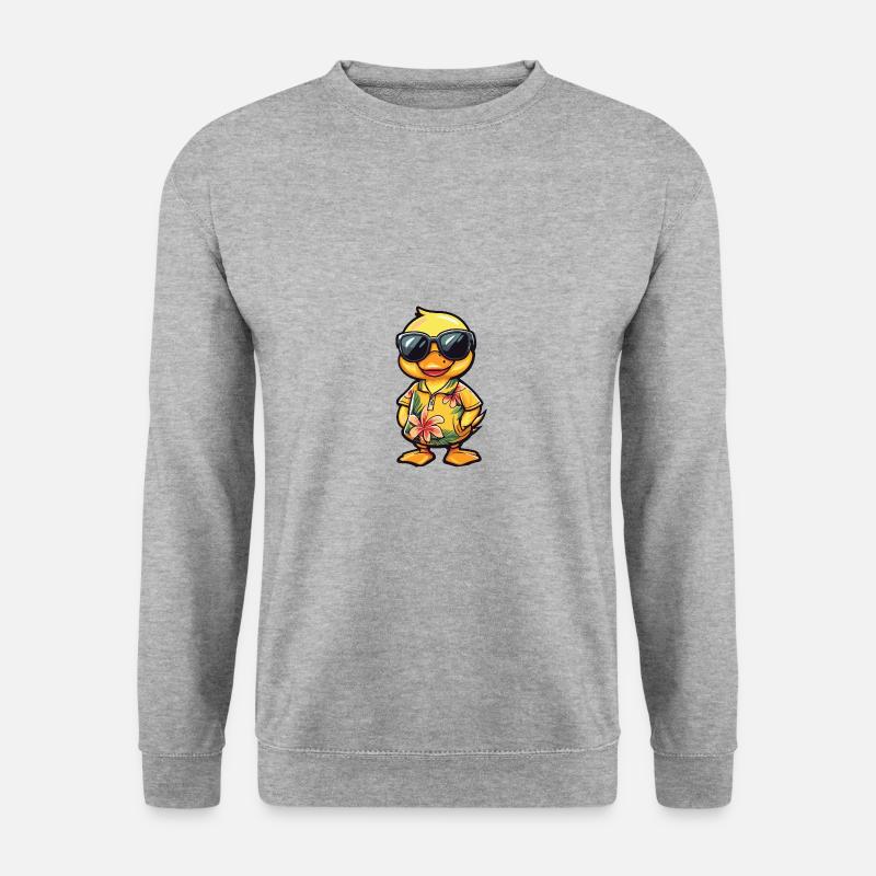 Ente Comic Urlaub - Unisex Pullover - Weißgrau meliert