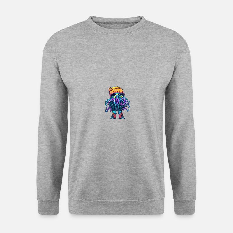 Qualle Winter Comic - Unisex Pullover - Weißgrau meliert