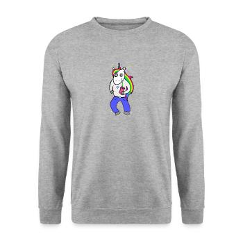 Unicorn disco with drink - Unisex Sweatshirt - salt & pepper - Front - Alina (178cm) & Michal (187cm)