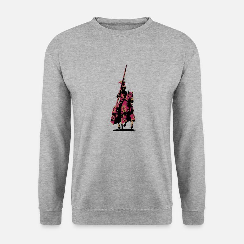 Ritter mit Lanze - Unisex Pullover - Weißgrau meliert
