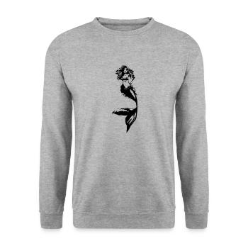 Ink Stamp Effect Mermaid Art - Unisex Sweatshirt - salt & pepper - Front - Alina (178cm) & Michal (187cm)