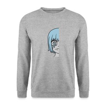 Half sad girl face - Unisex Sweatshirt - salt & pepper - Front - Alina (178cm) & Michal (187cm)